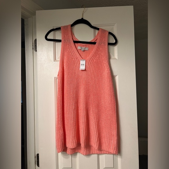 NWT Loft Sleeveless V-Neck Knit Sweater - Color Pink Size Small - Picture 2 of 10